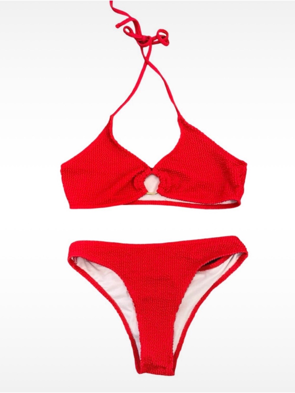 SHEIN Textured Red Bikini Set NWOT Size M